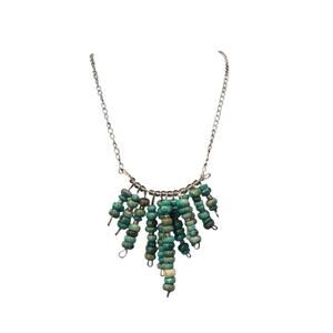 925 Sterling Silver Genuine Turquoise Beaded Bib Statement Necklace Adjustable